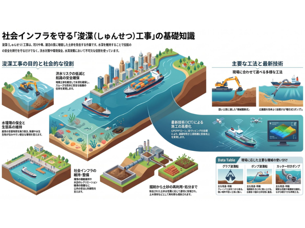 浚渫工事とは?種類・費用・工期を徹底解説! dredging-explanation